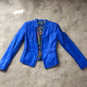 Blue Faux-Leather Jacket